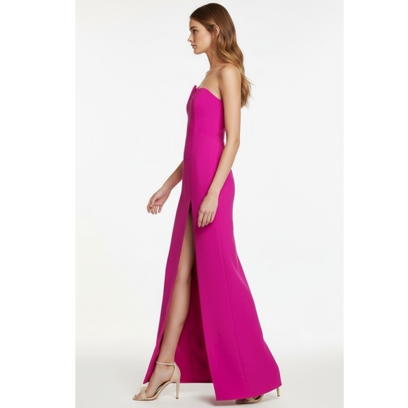 NEW AMANDA UPRICHARD Strapless Puzzle Gown, Dark Hot Pink, Small - Picture 3 of 14
